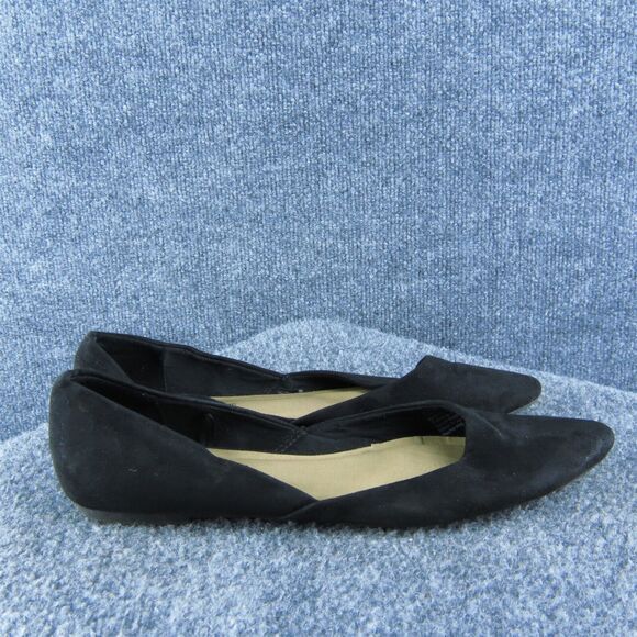 Time And Tru Women Flat Shoes Size 7.5 Medium Black Fabric Slip On - Picture 4 of 9